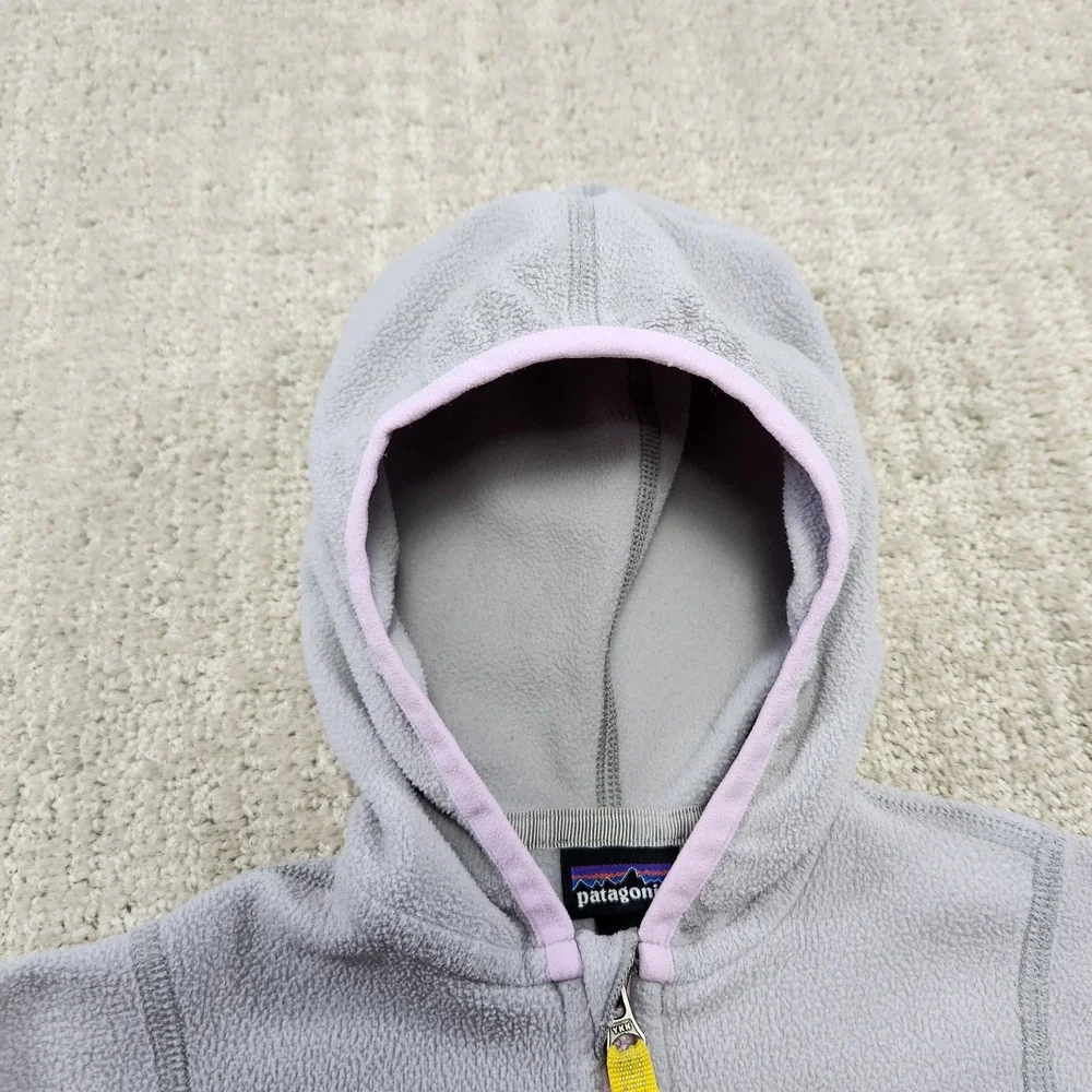 Patagonia Baby Micro D Snap-T Hooded Fleece Jacket Pink Gray 3-6M 60155